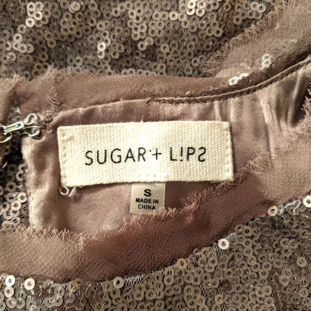 Sugar + Lipz‎ Pewter Sequin Evening Dress Small - Picture 2 of 6